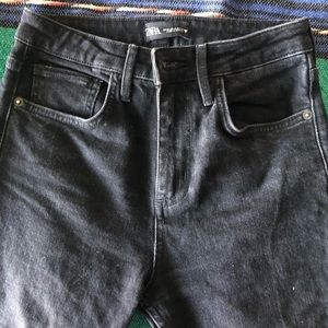Black, high rise slim/ straight jeans